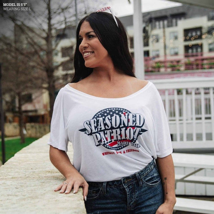 Grunt Style Women's Seasoned Patriot Slouchy Fit T-Shirt - White
