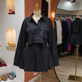 Women’s Splicing Striped Shirt & A-Line Skirt Set – Autumn 2026