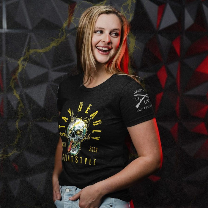 Grunt Style Women's Stay Deadly Slim Fit T-Shirt - Black T-Shirt