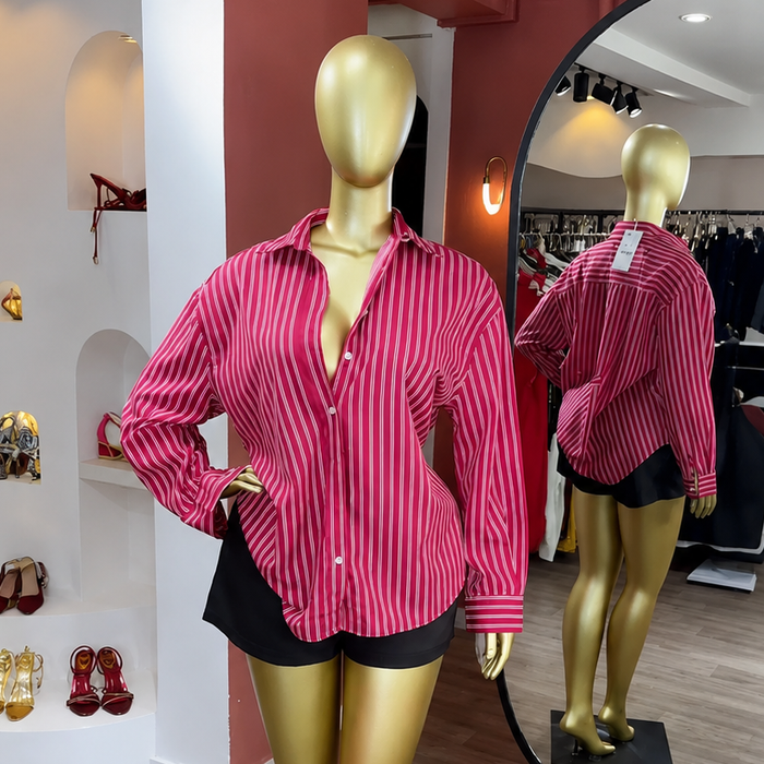Women’s Striped Loose Long-Sleeve Shirt – Summer 2026