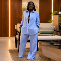 Women’s Striped Loose Shirt & Wide-Leg Pants Set – Summer 2026