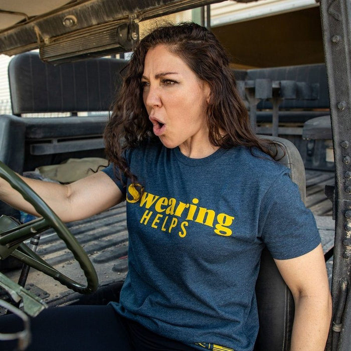 Grunt Style Women's Swearing Helps Boyfriend Fit T-Shirt - Midnight Navy T-Shirt