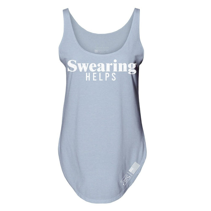 Grunt Style Women's Swearing Helps Flowy Tank - Stonewash Denim tanks