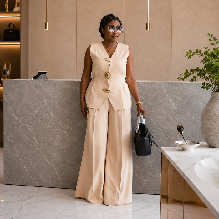 Women’s Tie-Waist Vest Top & Wide-Leg Pants Set – Summer 2026
