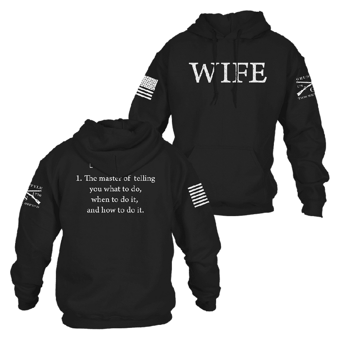 Women's Wife Defined Hoodie - Black, Hoodie for Woman| Grunt Style