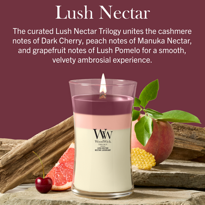 WoodWick Trilogy Lush Nectar Medium Hourglass Jar Candle
