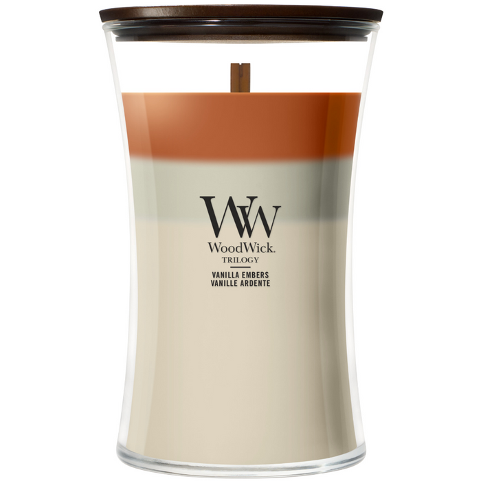 WoodWick Trilogy Vanilla Embers Large Hourglass Jar Candle