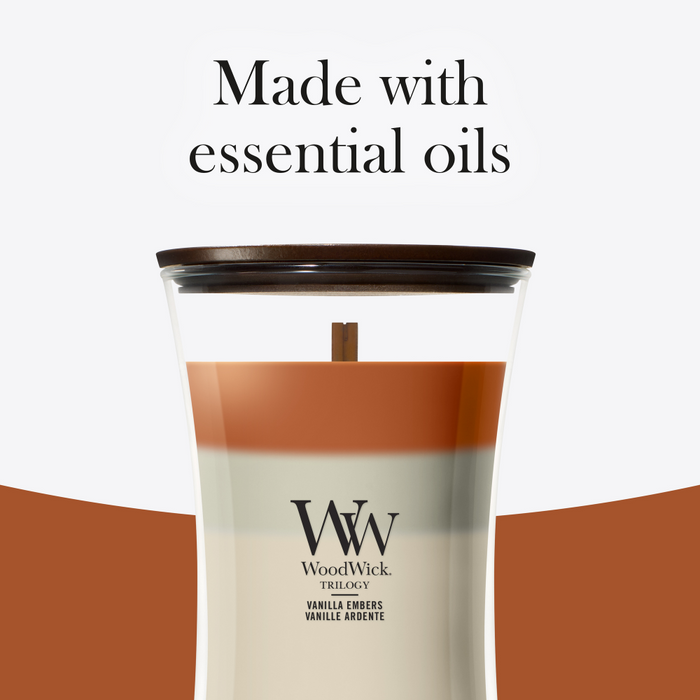 WoodWick Trilogy Vanilla Embers Large Hourglass Jar Candle