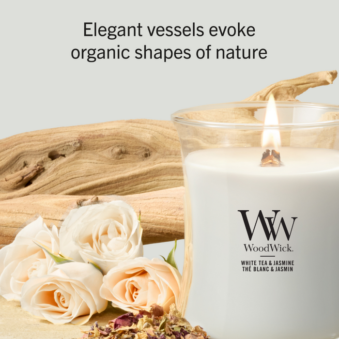 WoodWick White Tea & Jasmine Medium Hourglass Jar Candle