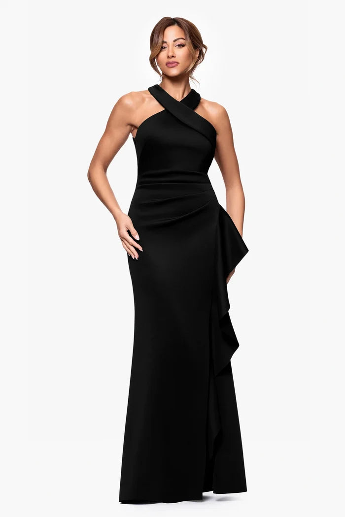 Xscape Cross Neck Long Evening Dress 6993X