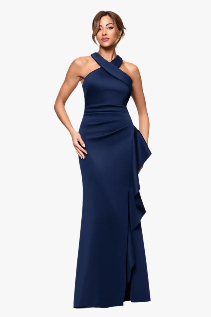 Xscape Cross Neck Long Evening Dress 6993X