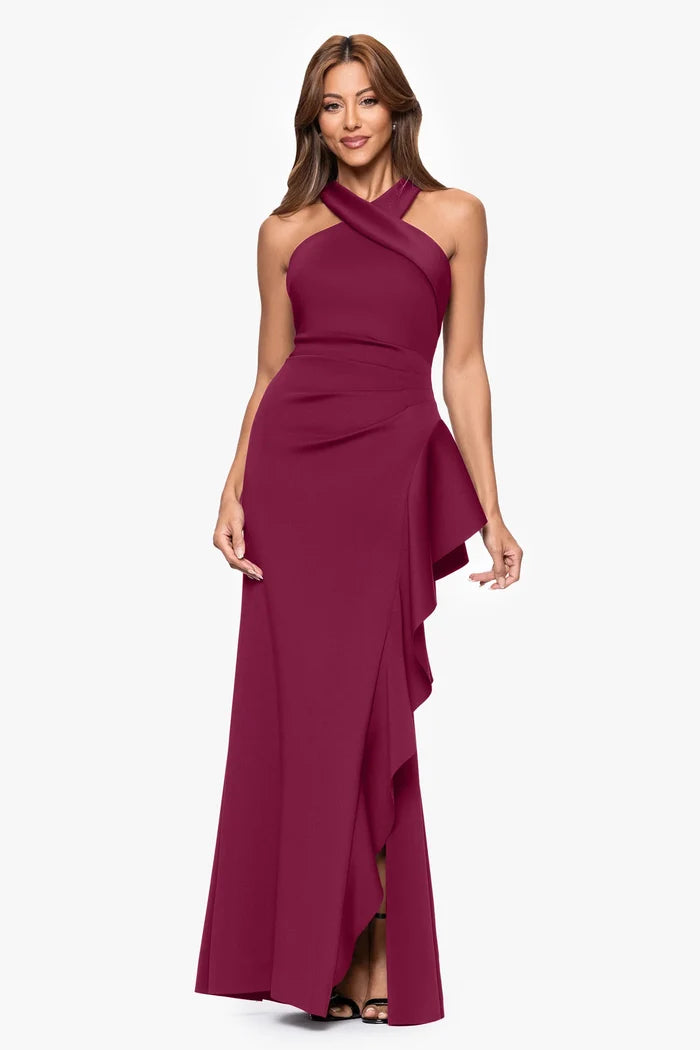 Xscape Cross Neck Long Evening Dress 6993X