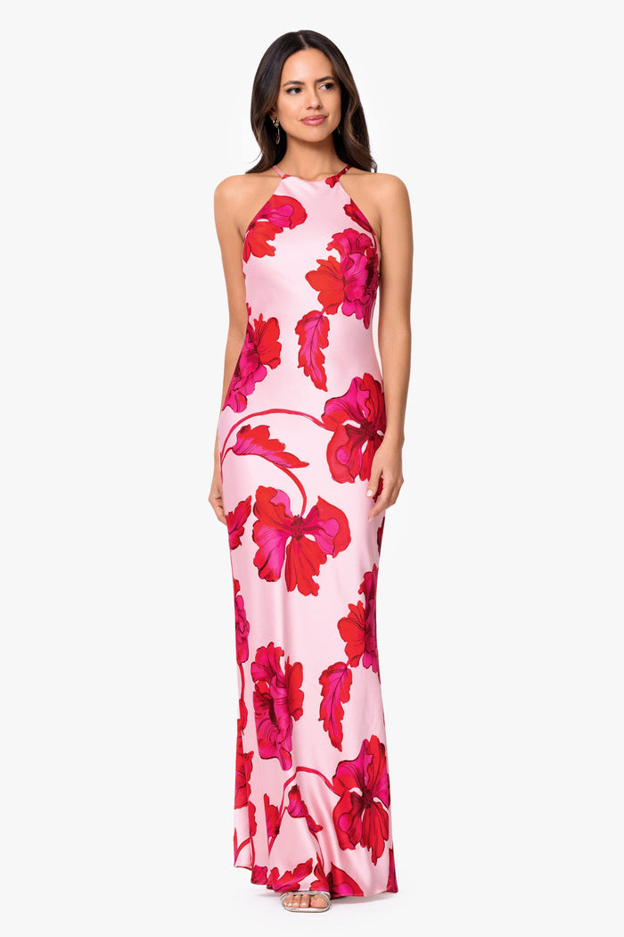 Xscape Evenings Floral Satin Dress 7720X