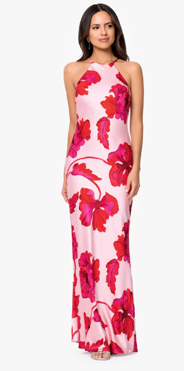 Xscape Evenings Floral Satin Dress 7720X