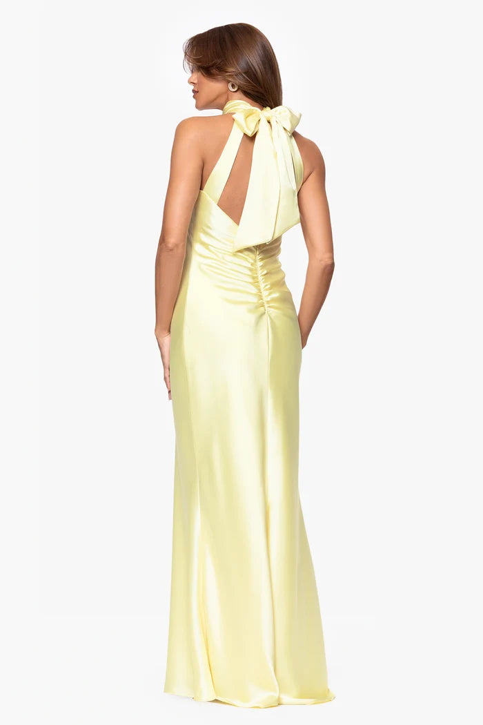 Xscape Evenings "Ruth" Satin High Tie Neck Dress 6765X