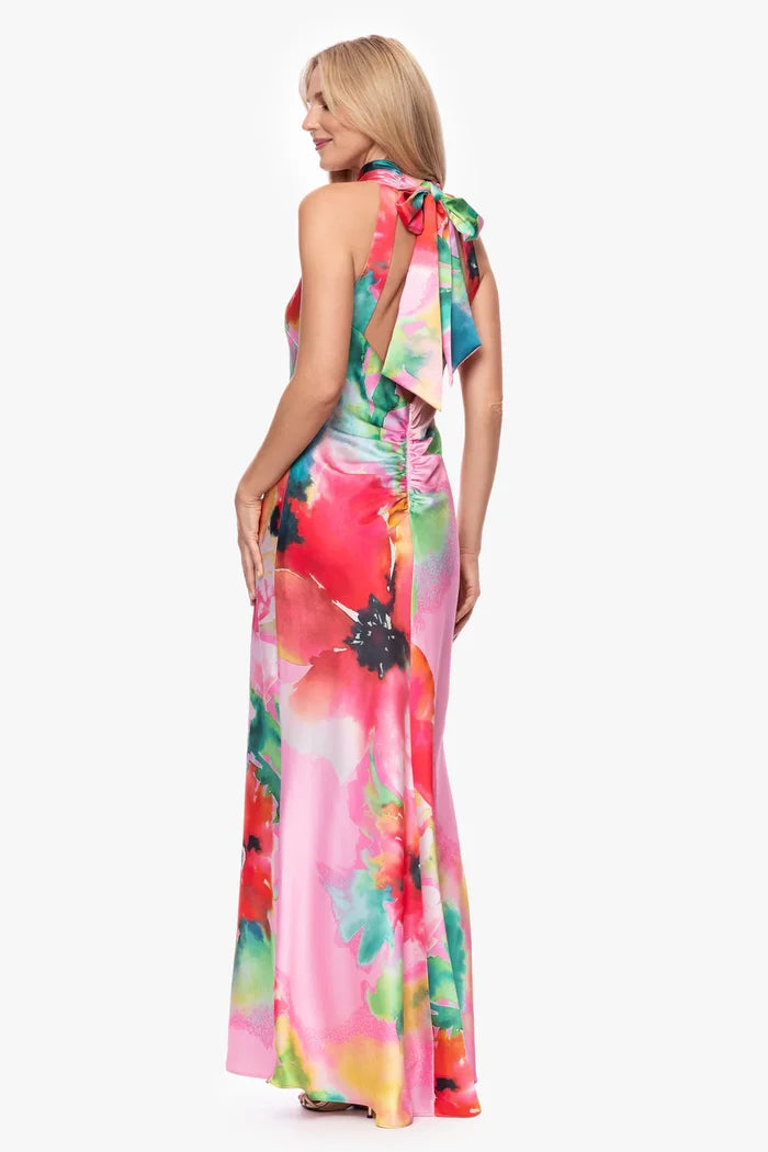 Xscape Floral Halter Neck Dress 7453X