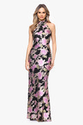 Xscape Halter Tie Long Evening Dress 7653X