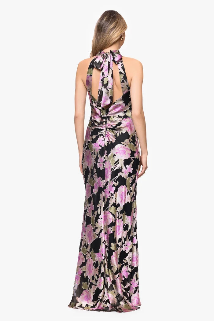 Xscape Halter Tie Long Evening Dress 7653X