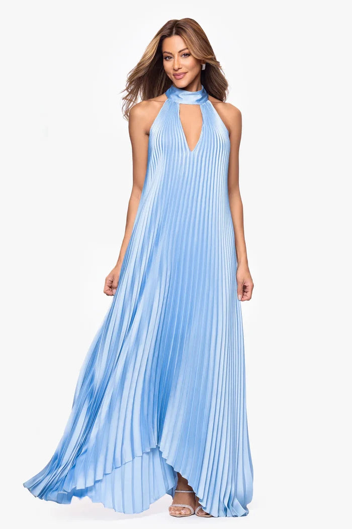 Xscape Pleated Halter Dress 7480X