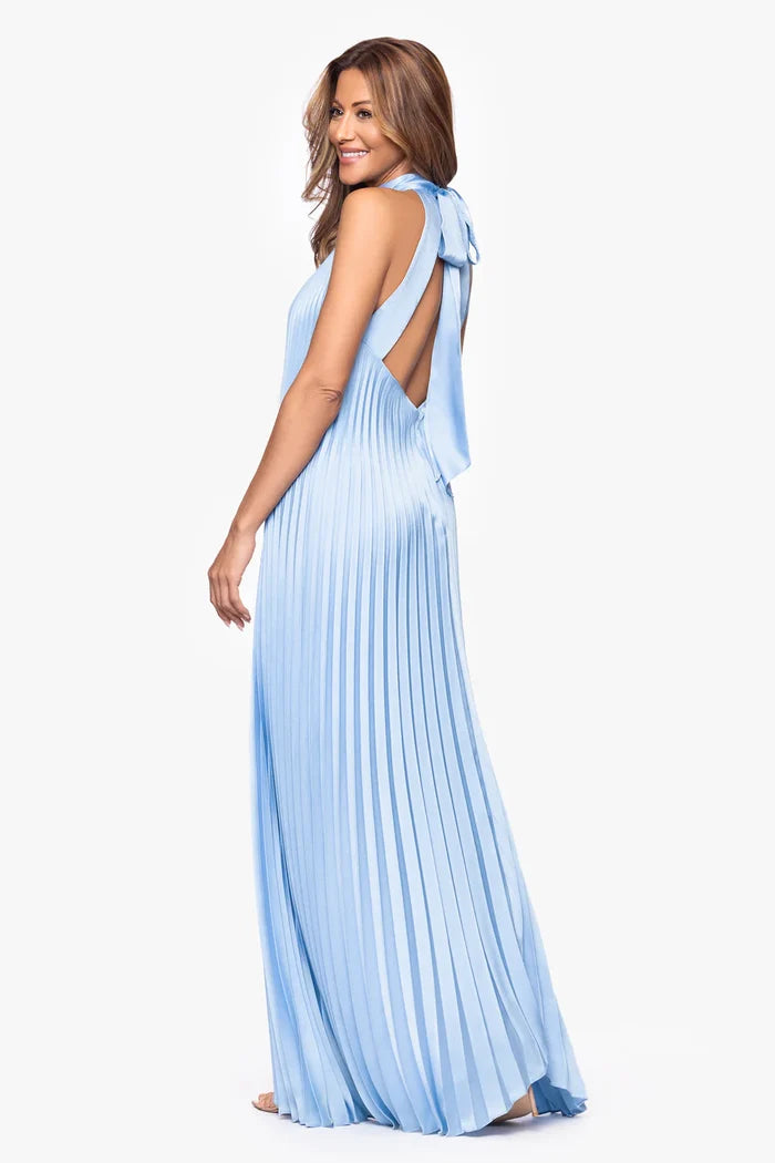 Xscape Pleated Halter Dress 7480X