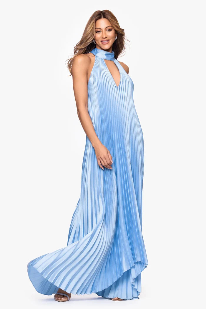 Xscape Pleated Halter Dress 7480X