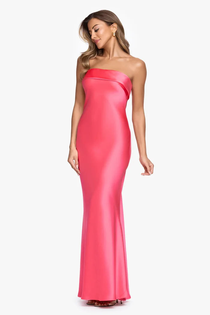 Xscape Satin Long Strapless Dress 7625X